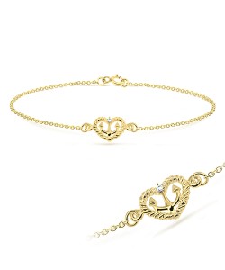 Heart Anchor with Tiny CZ Anklet ANK-195-GP